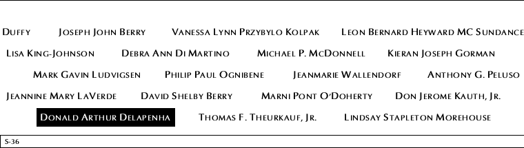 Panel S-36, South Pool, National September 11 Memorial