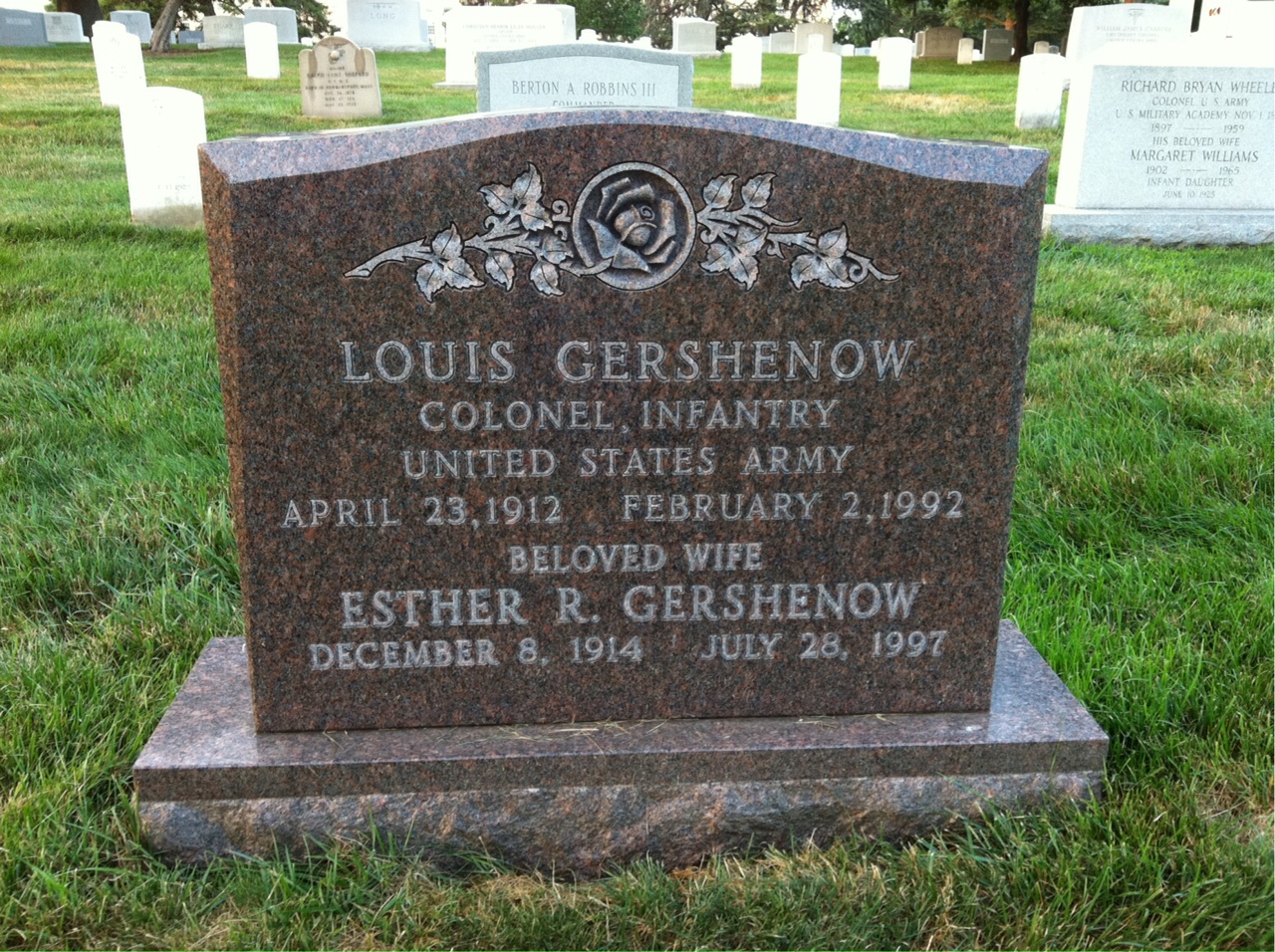 Headstone shared by 2 interments, including Louis Gershenow