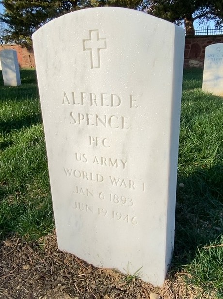 Headstone shared by 2 interments, including Alfred E Spence
