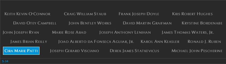 Panel S-34, South Pool, National September 11 Memorial