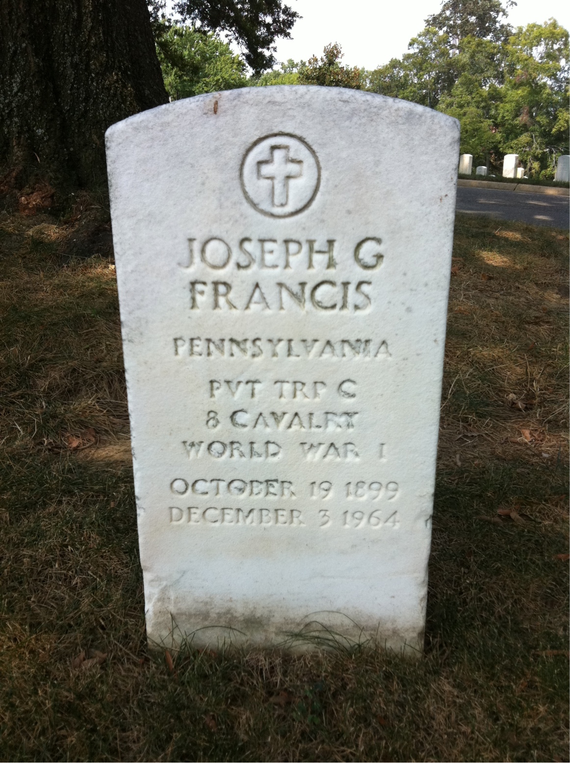Headstone of Joseph G Francis