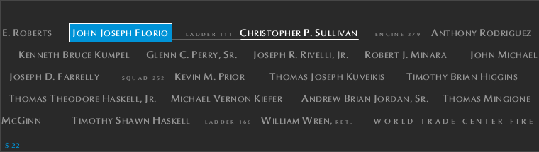 Panel S-22, South Pool, National September 11 Memorial