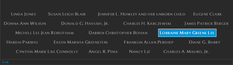 Panel S-56, South Pool, National September 11 Memorial