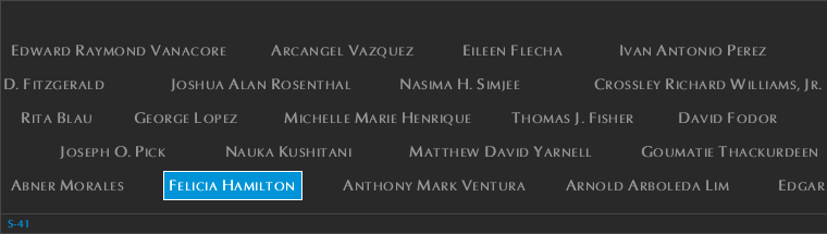 Panel S-41, South Pool, National September 11 Memorial