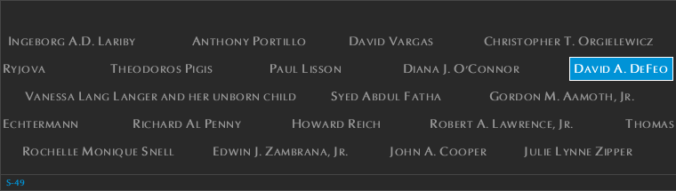 Panel S-49, South Pool, National September 11 Memorial