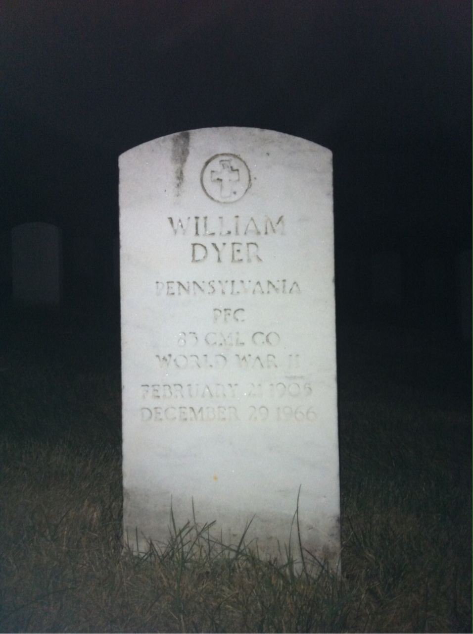 Headstone shared by 2 interments, including William A Dyer
