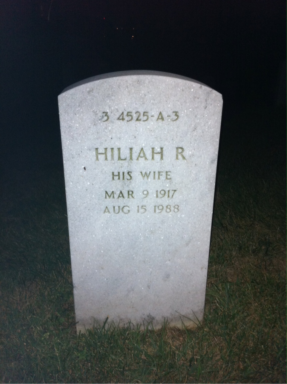Headstone shared by 2 interments, including Hiliah R Hinz
