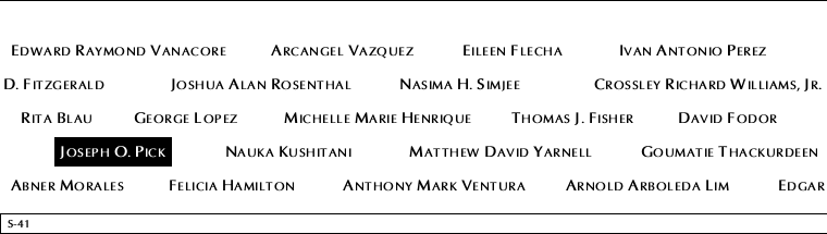 Panel S-41, South Pool, National September 11 Memorial