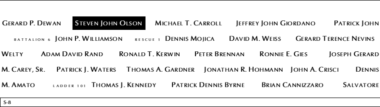 Panel S-8, South Pool, National September 11 Memorial