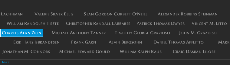 Panel N-25, North Pool, National September 11 Memorial