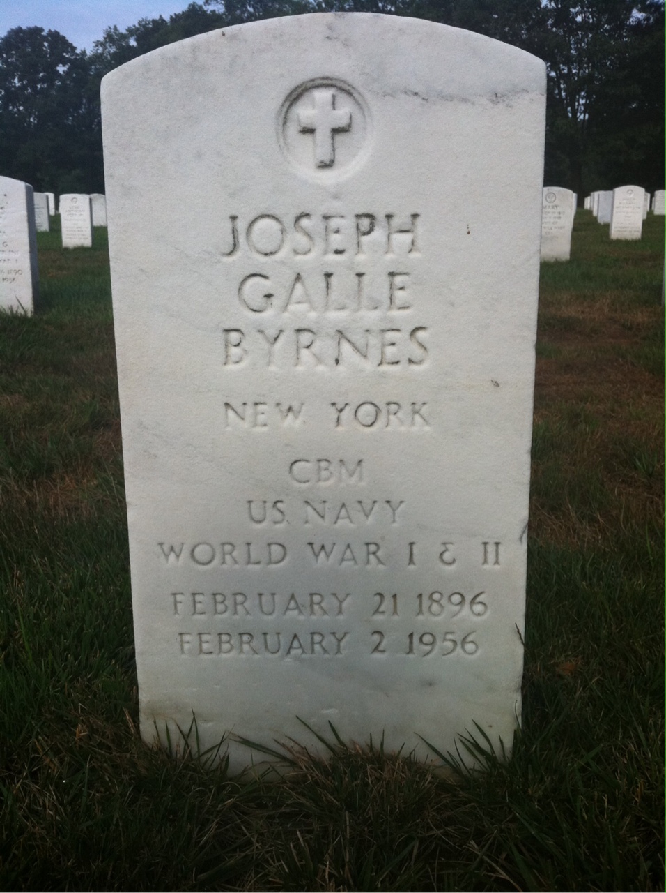 Headstone of Joseph G Byrnes