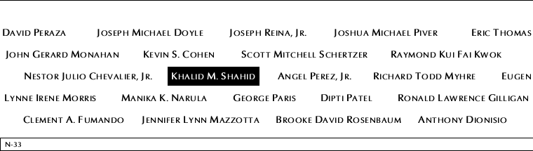 Panel N-33, North Pool, National September 11 Memorial