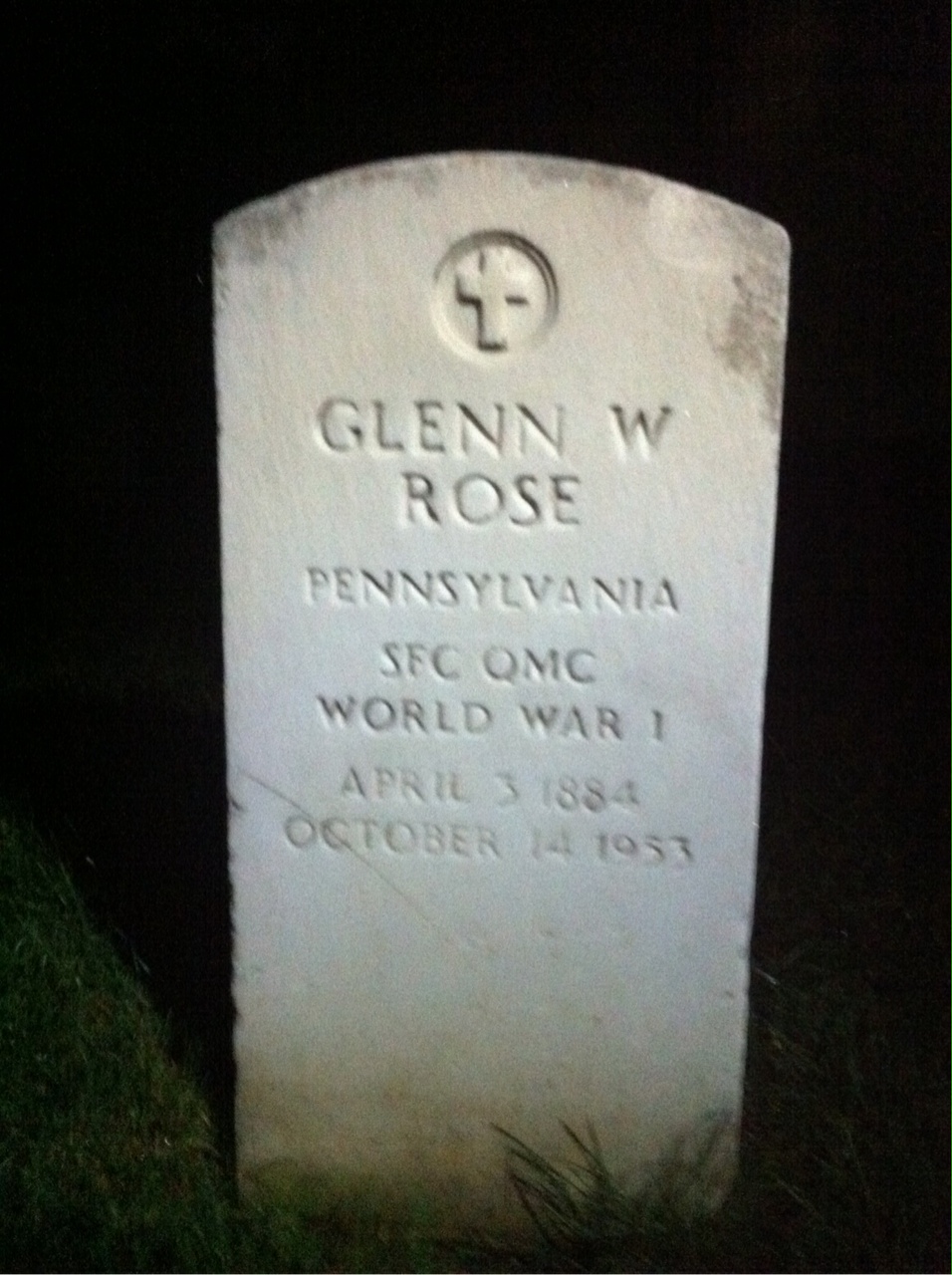 Headstone of Glenn W Rose