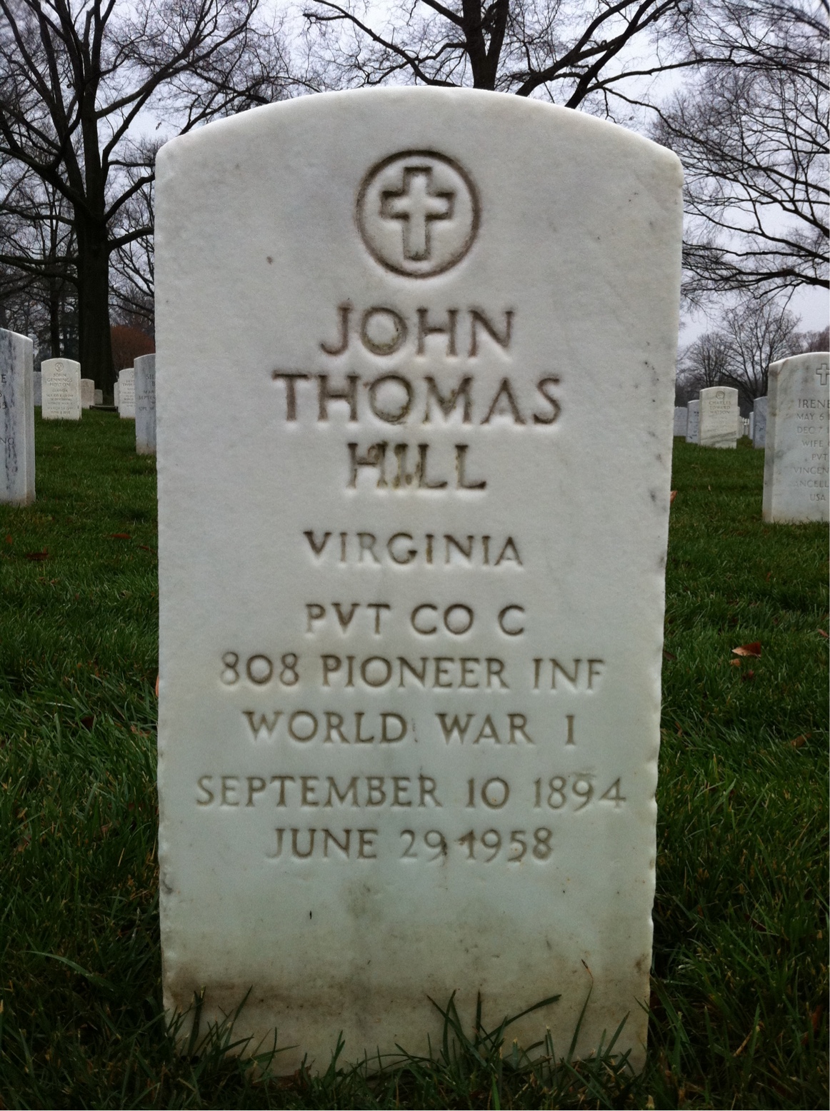 Headstone of John T Hill