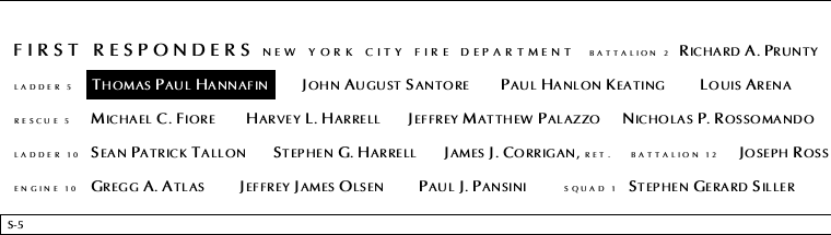 Panel S-5, South Pool, National September 11 Memorial