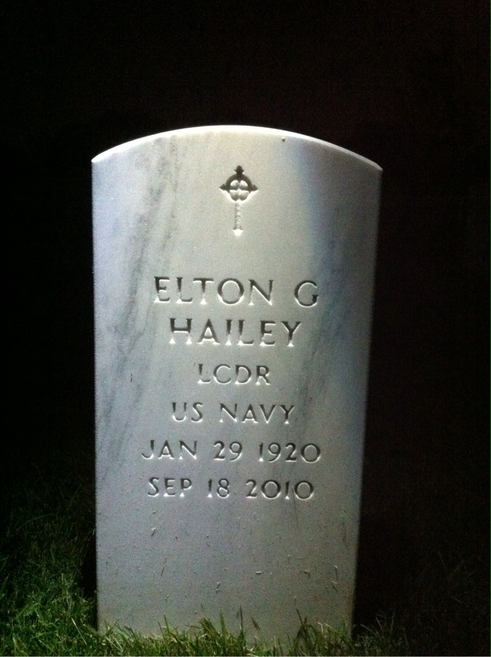 Headstone shared by 2 interments, including Elton G Hailey