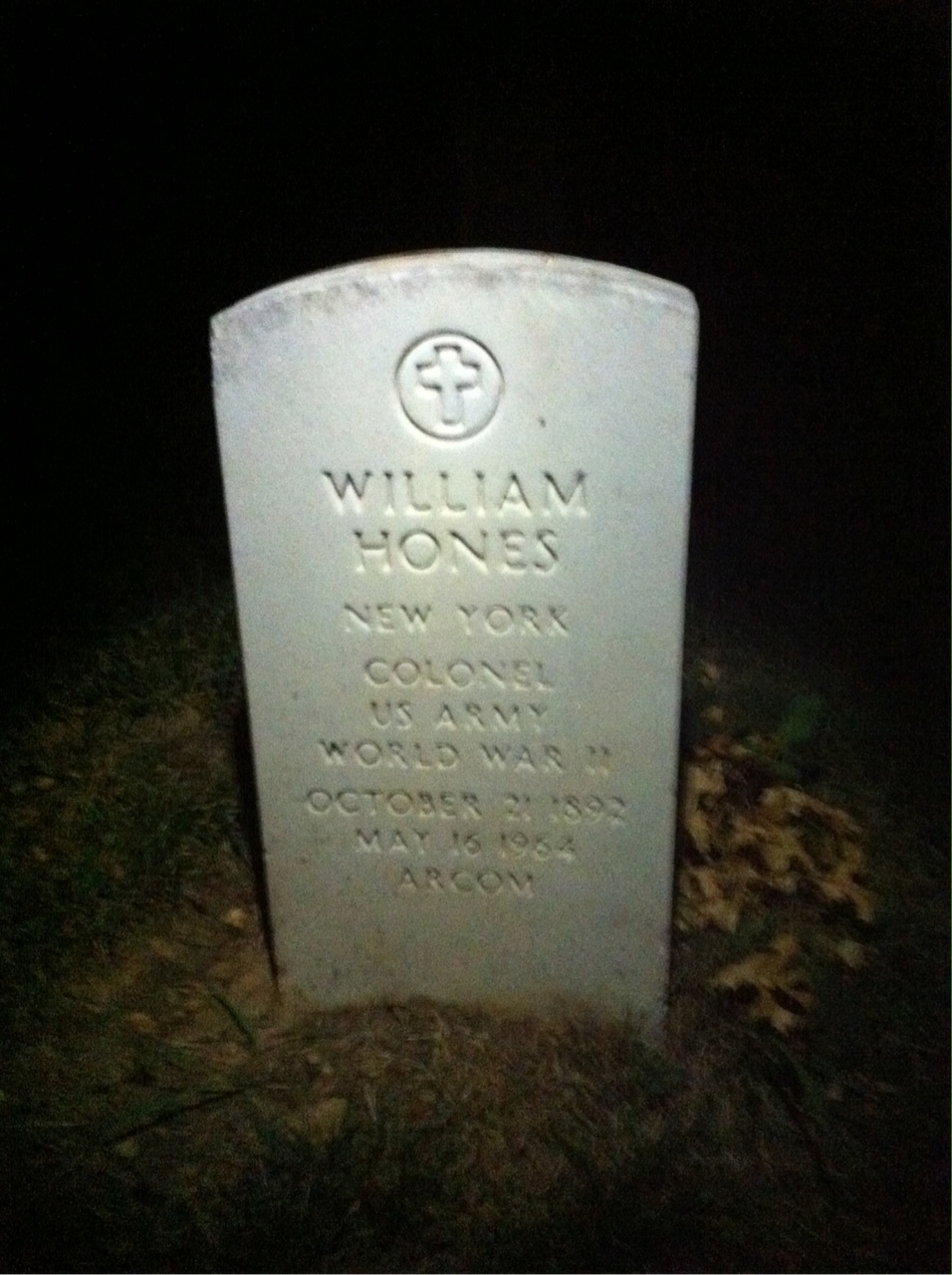 Headstone shared by 2 interments, including William Hones