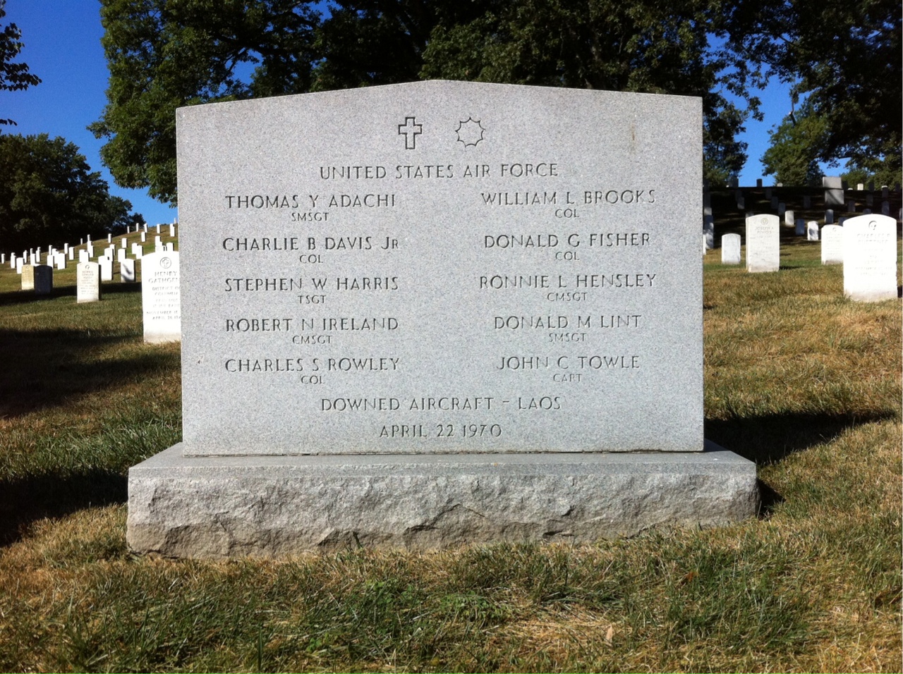 Headstone shared by 6 interments, including Charlie Brown Davis Jr.