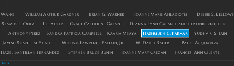 Panel N-37, North Pool, National September 11 Memorial