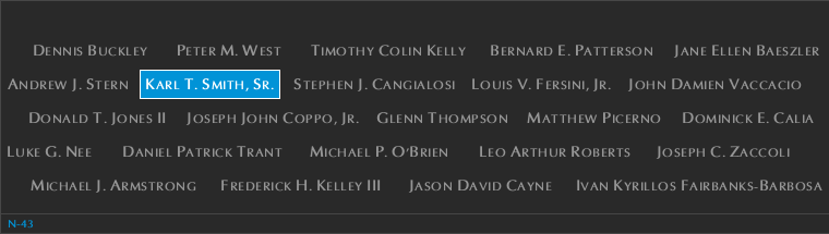 Panel N-43, North Pool, National September 11 Memorial