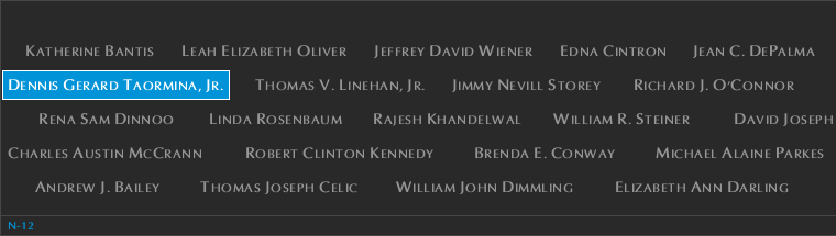 Panel N-12, North Pool, National September 11 Memorial
