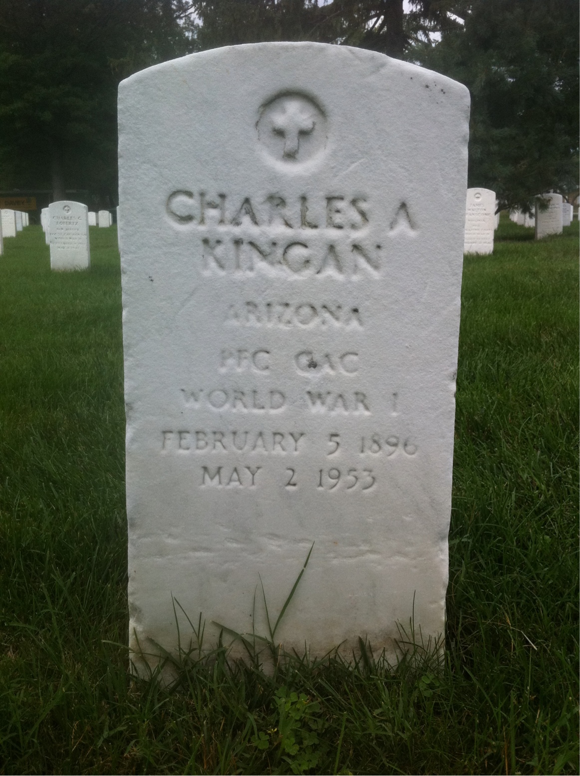 Headstone of Charles A Kingan