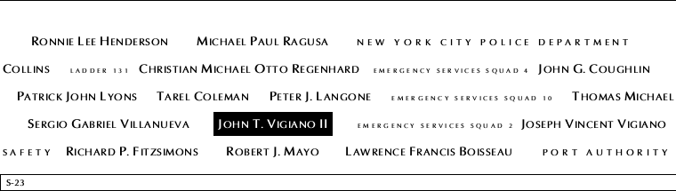 Panel S-23, South Pool, National September 11 Memorial