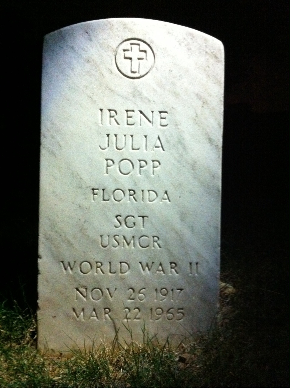 Headstone of Irene J Popp