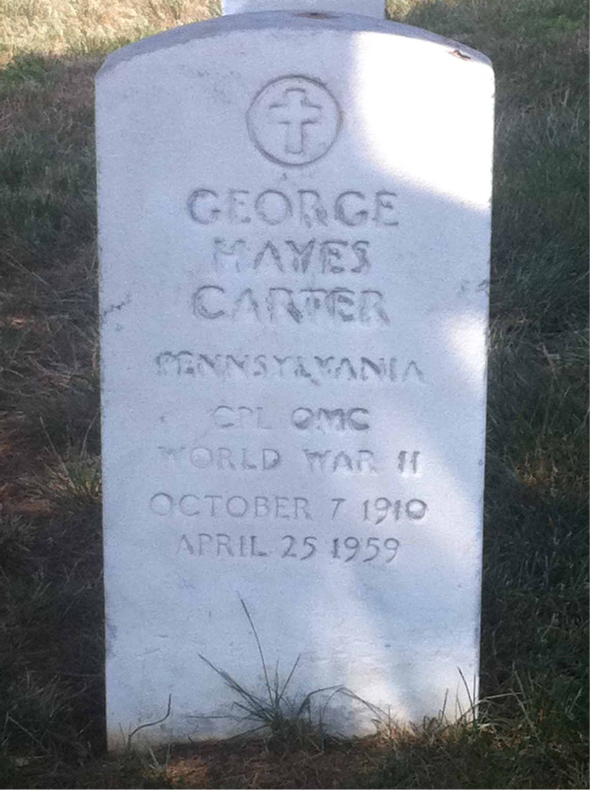 Headstone of George H Carter