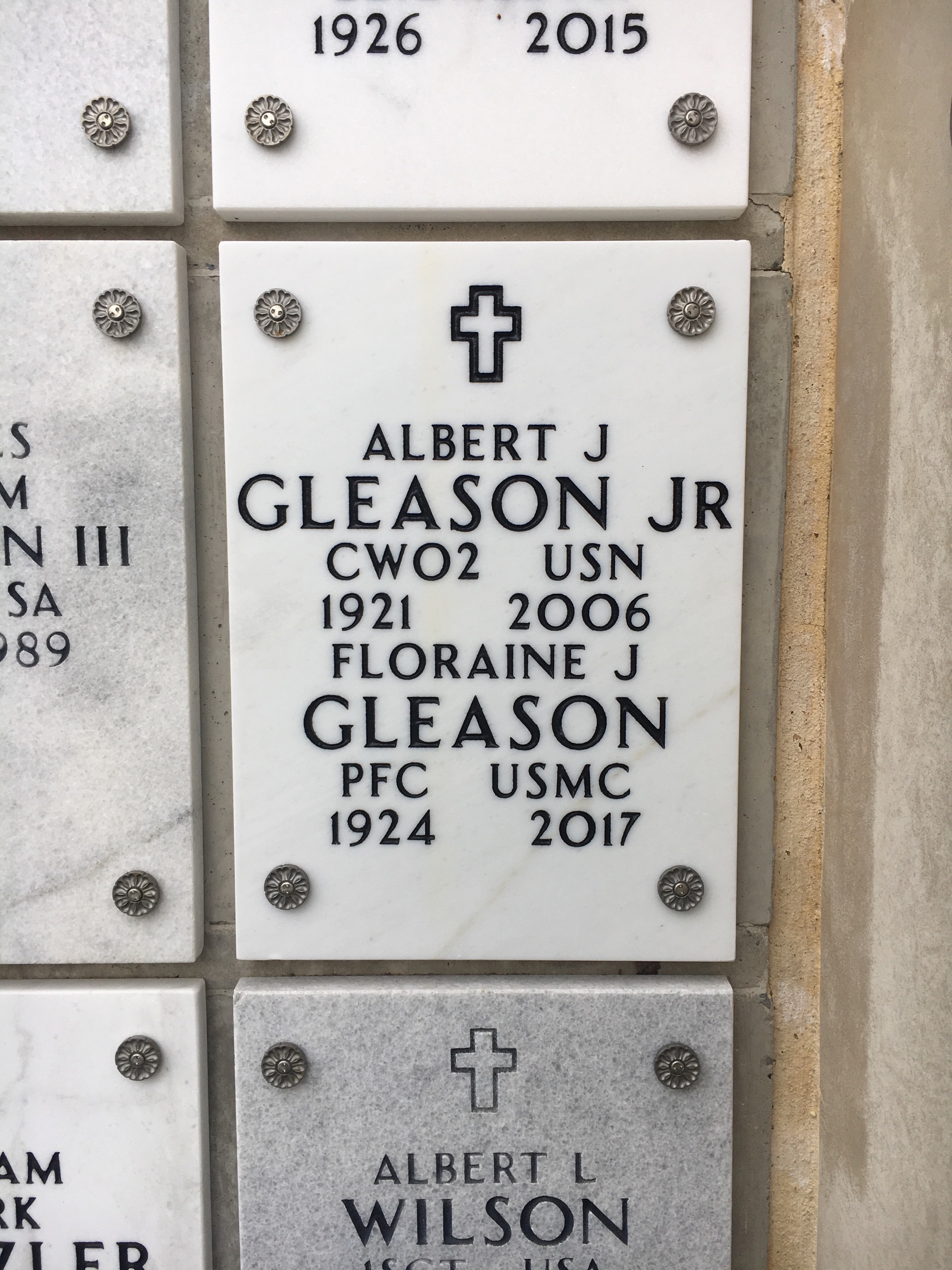 Headstone shared by 2 interments, including Albert J Gleason