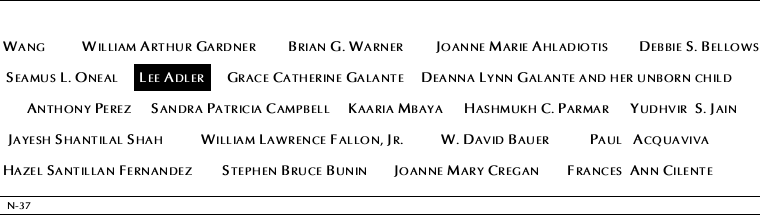Panel N-37, North Pool, National September 11 Memorial