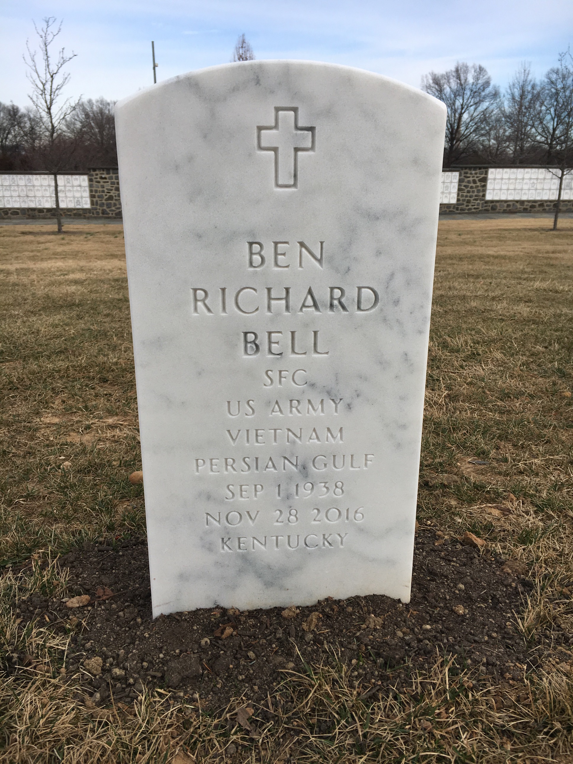Headstone shared by 2 interments, including Ben Richard Bell