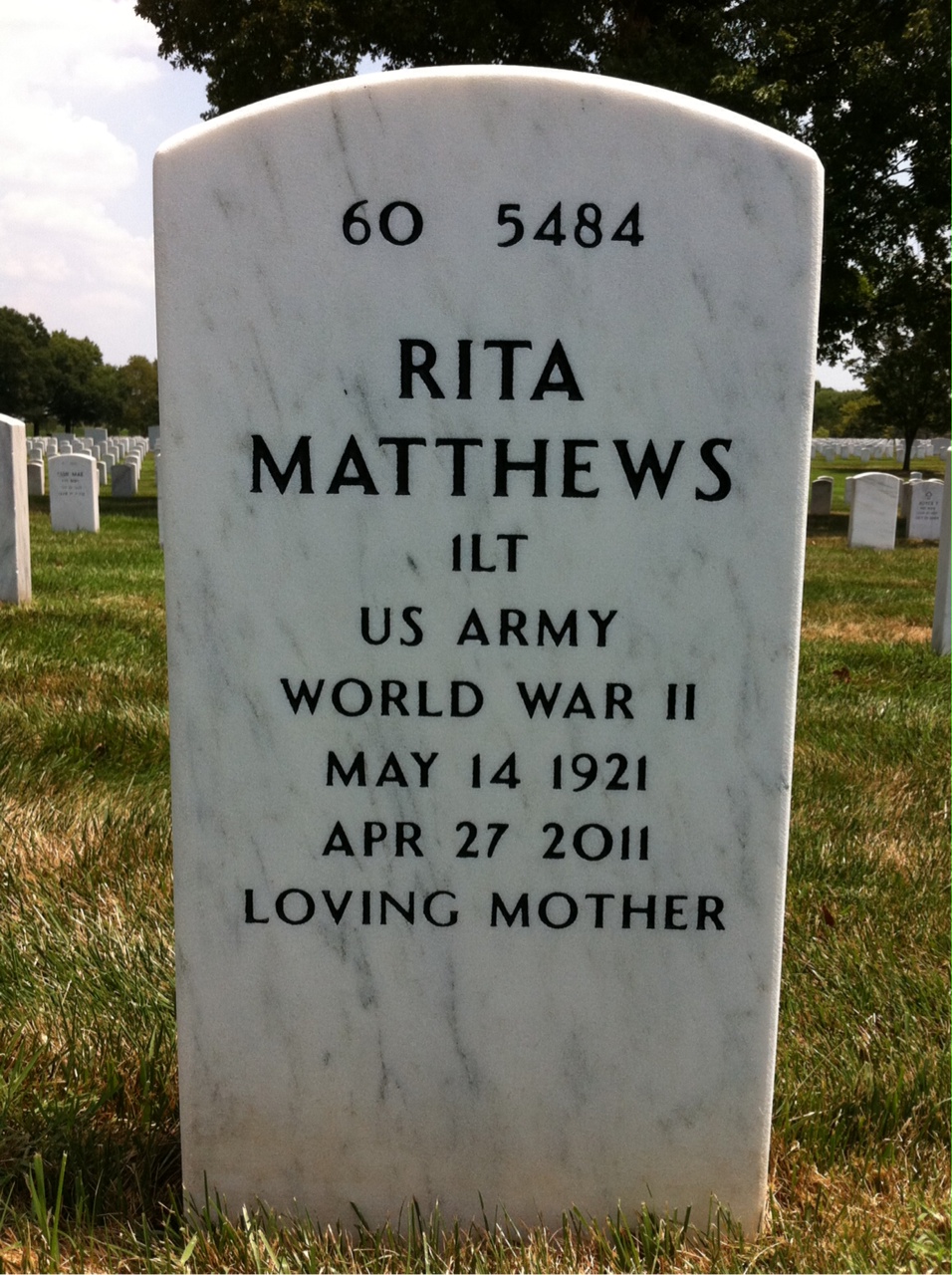 Headstone shared by 2 interments, including Donald Edward Matthews