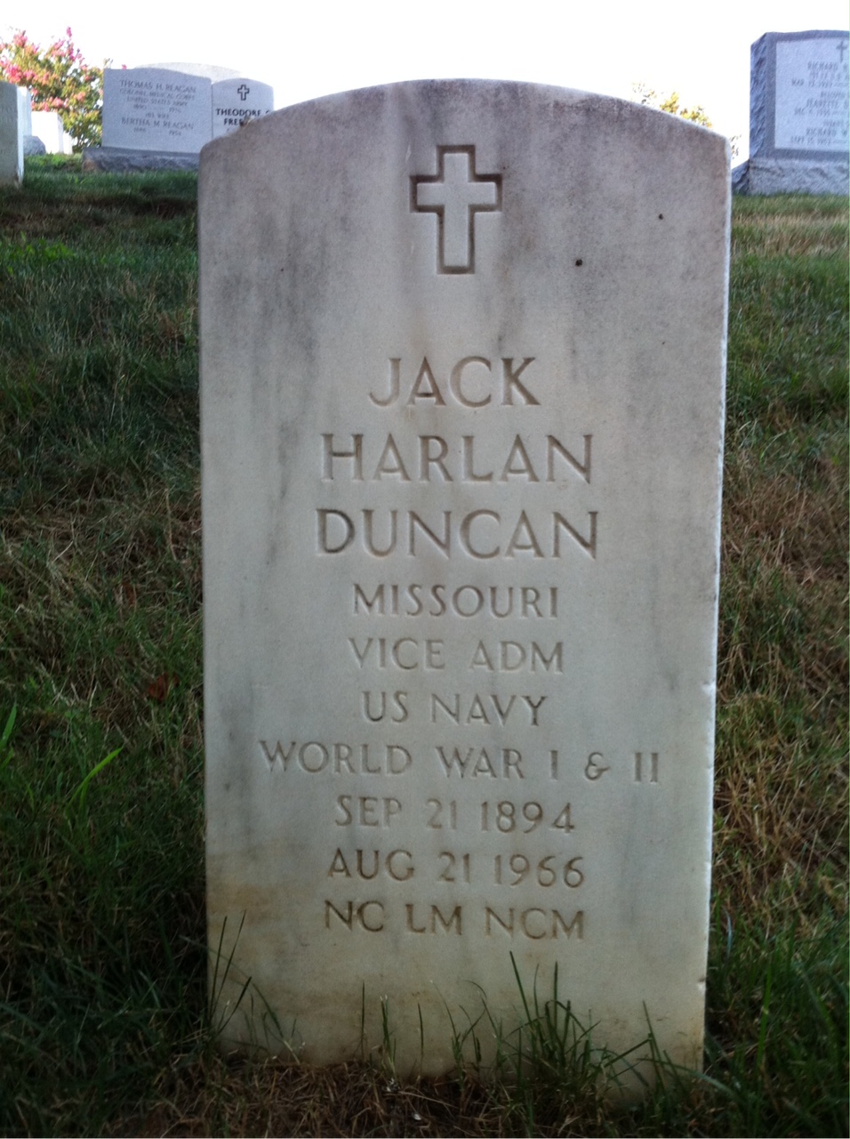 Headstone shared by 2 interments, including Jack Harlan Duncan