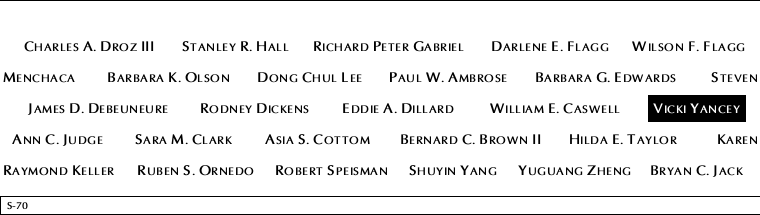 Panel S-70, South Pool, National September 11 Memorial