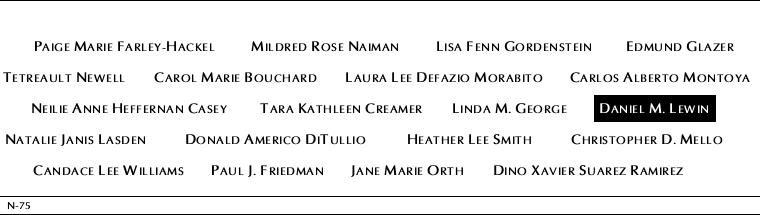 Panel N-75, North Pool, National September 11 Memorial