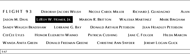 Panel S-67, South Pool, National September 11 Memorial