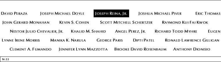 Panel N-33, North Pool, National September 11 Memorial