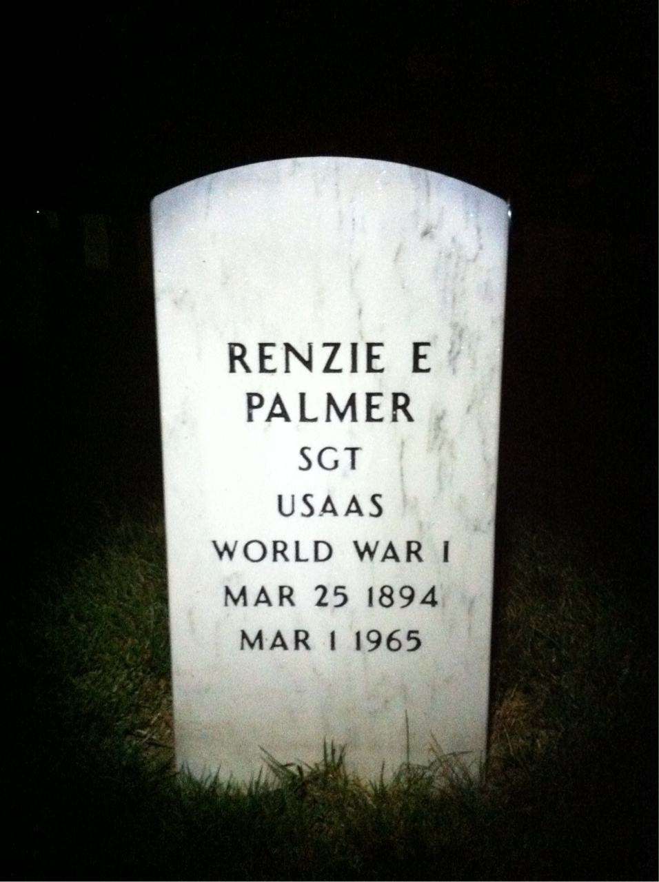 Headstone of Renzie E Palmer