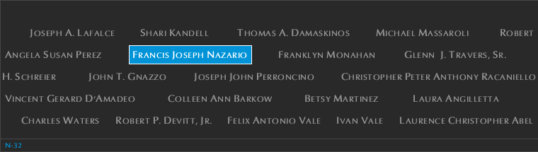 Panel N-32, North Pool, National September 11 Memorial