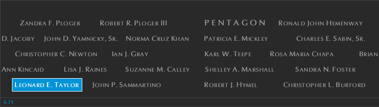 Panel S-71, South Pool, National September 11 Memorial