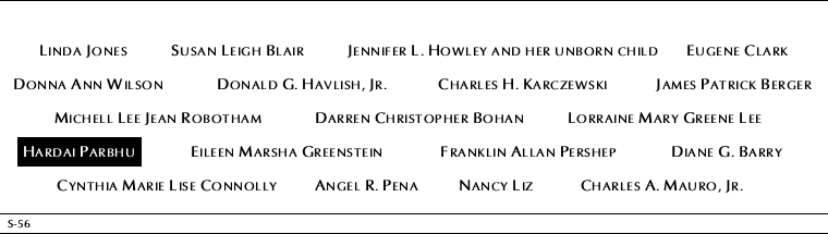 Panel S-56, South Pool, National September 11 Memorial
