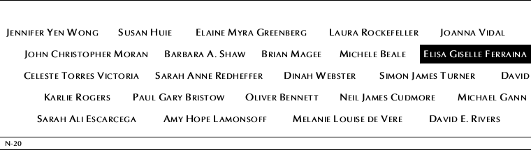 Panel N-20, North Pool, National September 11 Memorial