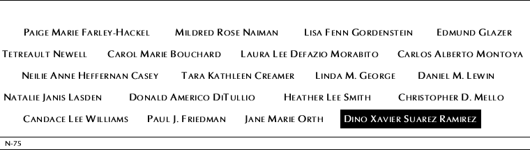 Panel N-75, North Pool, National September 11 Memorial