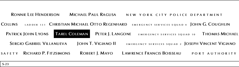 Panel S-23, South Pool, National September 11 Memorial