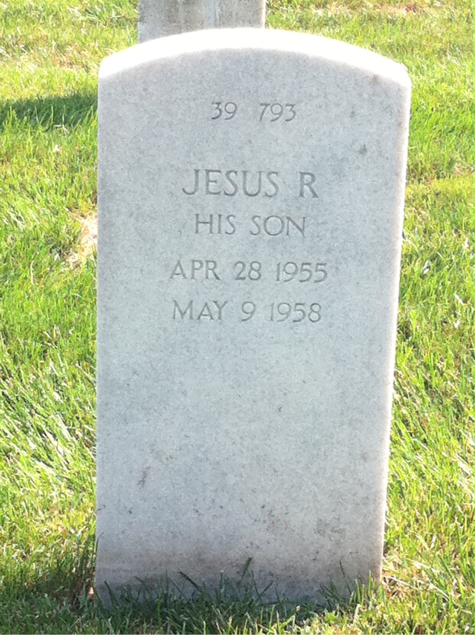 Headstone shared by 2 interments, including Jesus San Luis