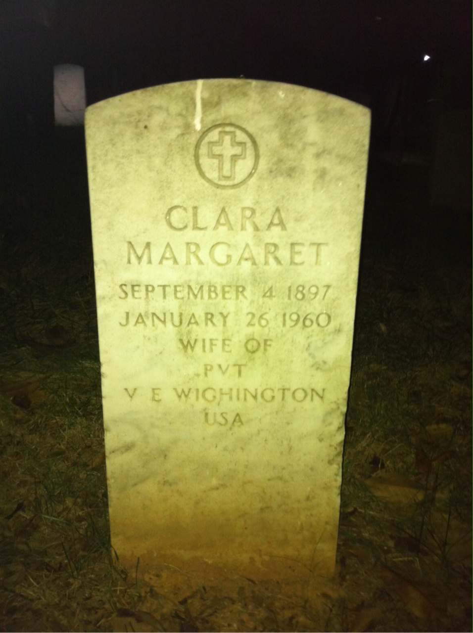 Headstone of Clara M Wighington