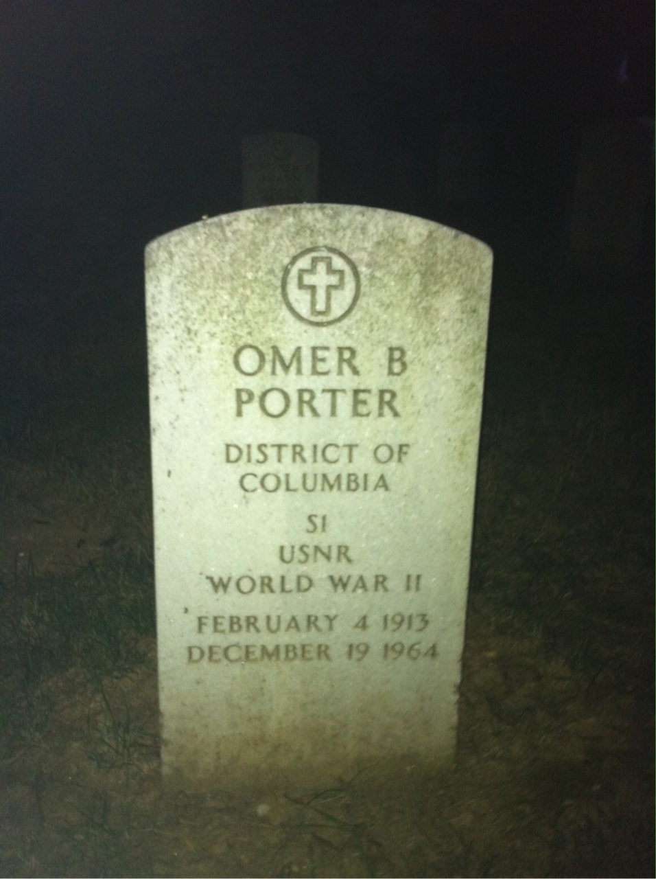 Headstone shared by 2 interments, including Omer B Porter