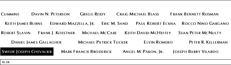 Panel N-28, North Pool, National September 11 Memorial