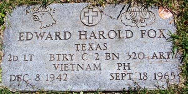 Headstone of Edward Harold Fox